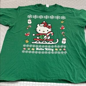 Hello Kitty Christmas Graphic Tee Green Holiday Cat T-Shirt 3XL